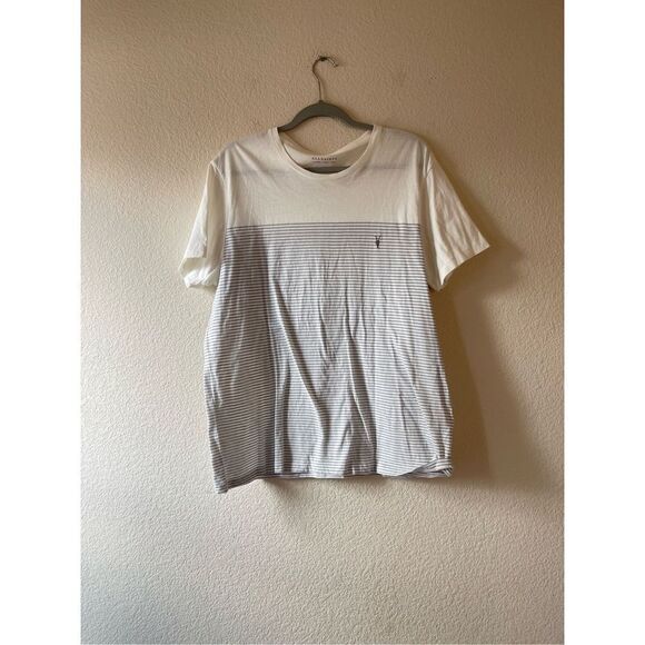 All saints mens‎ striped soft cotton t shirt crew neck xl - Picture 1 of 5
